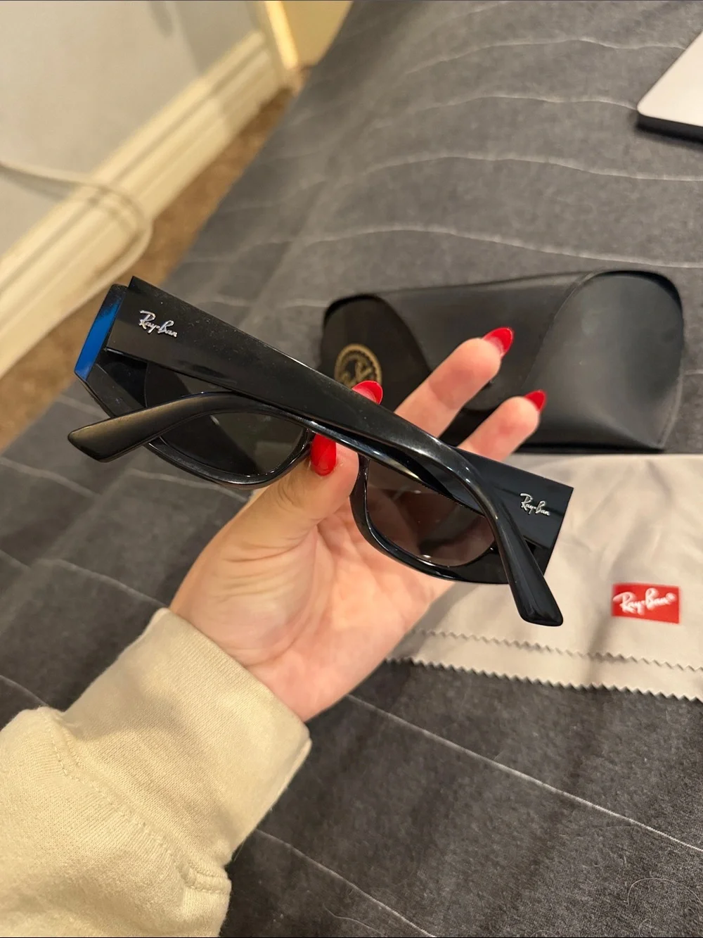 Ray-Ban Black Gloss Rectangular Sunglasses with Case